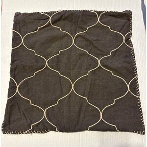 2 Pottery Barn Grey Moroccan Tile Embroidered Pillows Shams 22X22